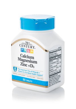 Dnipro, Ukrayna -09.09.2023: 21. yüzyıl, Kalsiyum Magnezyum Zinc + D3, 90 Tablet