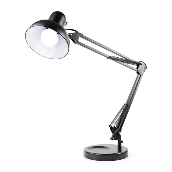 Siyah masa lambası beyaz arka planda izole edilmiş. Masa lambası beyaz arkaplan