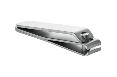 Beyaz arka planda metal makas. Tırnak makası beyaz arkaplanda izole edilmiş. Manikür ve pedikür için araçlar.