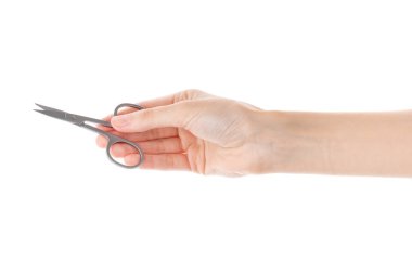 Beyaz arka planda metal makas. Tırnak makası beyaz arkaplanda izole edilmiş. Manikür ve pedikür için araçlar.