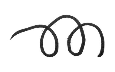 Gerçekçi kaba siyah kalem. Mürekkep izleri. Karalama, siyah bir kalemle beyaz ve izole bir arkaplanda çizilmiş. El boyaması. Beyaz arkaplanda izole edilmiş kağıt üzerindeki siyah işaret