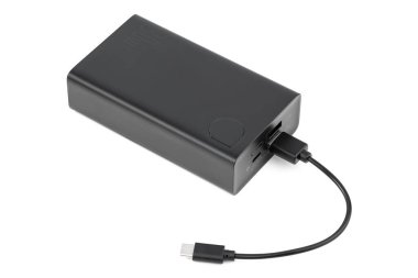 Mobil cihazları şarj etmek için güç banka. Beyaz akıllı telefon şarj cihazı gücü Bankası ile. pil banka. Mobil cihazlar için harici pil.