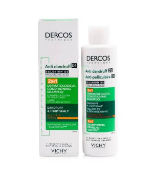 Dnipro, UKRAINE 11.02.2025: DERMATOLOGİK ŞHAMPOO. DANDRUFF, İTKİK SALP. ŞAHİRAN DEMELANT TİHÇETİ. Dercos Kepek Önleyici Şampuan beyaz arka planda izole edildi. 