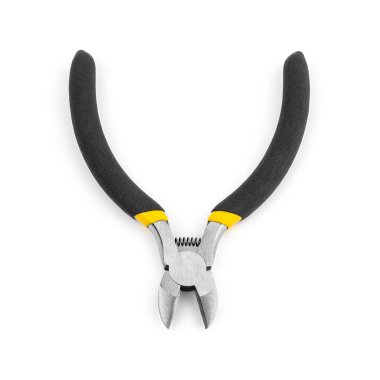 Beyaz arka planda sarı kesiciler. Yan kesme aracı.