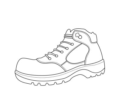 Safety shoes. Personal protective equipment for workers. Vector safety shoes sketch  illustration. Side view.