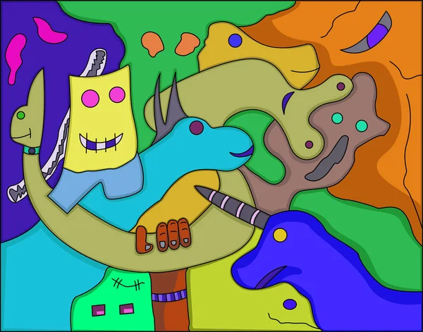 Bunte Abstrakte Hintergrund Bunte Abstrakte Monster Graffiti — Stockvektor