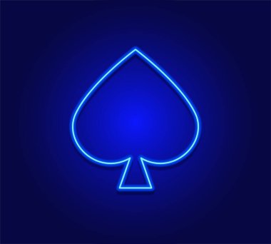 mavi neon maça arkaplan, maça kart sembolü.