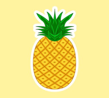 Ananas meyveli çıkartmalar, çıkartma yazdırmak için uygun..