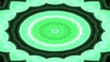 Yeşil ve Siyah Kaleydoskop Hipnotik Desenli Arkaplan Canlandırması