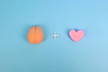Beyin artı kalp, bilinçli zihni ve bilinçaltımızı sembolize eder, bilinçaltımızın bilinçaltımızı nasıl etkilediğini. Kalp ve beyin arasındaki ilişki. hipnoz, NLP terapisi