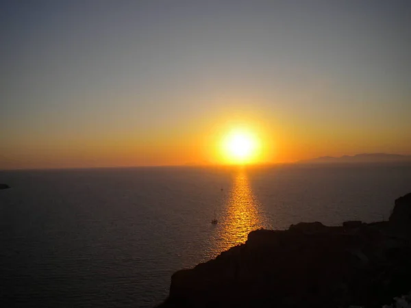 gün batımında oia, santorini, Yunanistan
