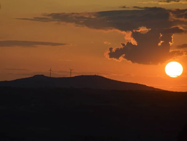 Puesta Sol Sobre Las Montañas Portugal — Foto de Stock