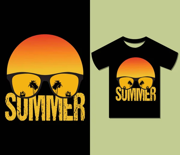 Sommer Sonnenuntergang Shirt Design Druckfertig Für Bekleidung Poster Stimmung Aufstieg — Stockvektor