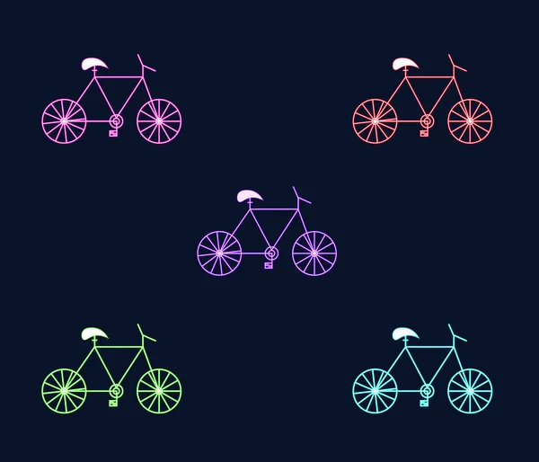 Zarys Neonowej Ikony Roweru Świecąca Neonowa Sylwetka Roweru Piktogram Roweru — Wektor stockowy