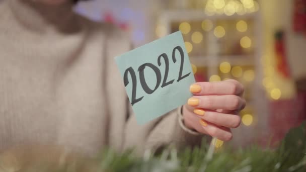 2022 Bir Kadın Noel Geçmişi Olan Bir Çarşaf Yakıyor Savaş — Stok video