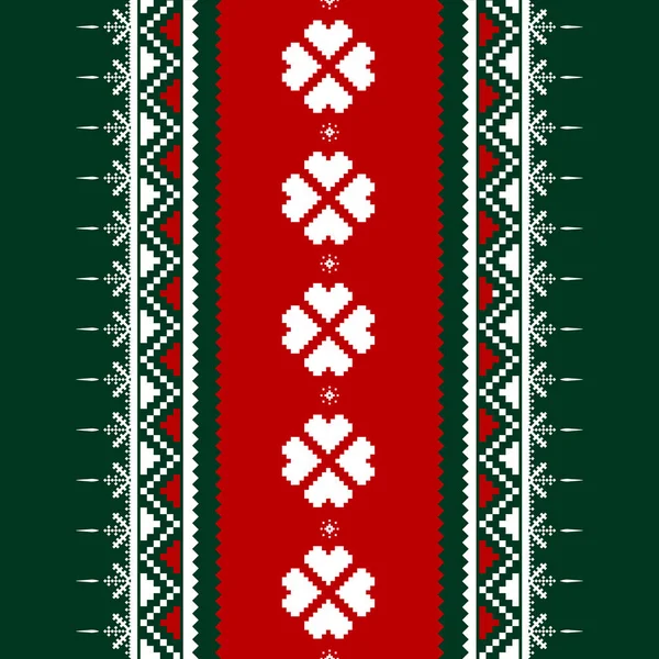 赤と緑のベクトルピクセルのシームレスなパターン メリークリスマス — ストックベクタ