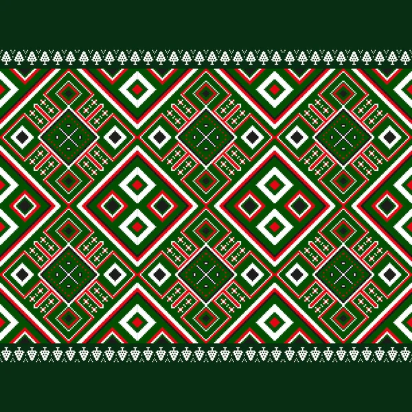 Patrón Sin Costura Píxeles Vectoriales Rojos Verdes Con Signo Feliz — Archivo Imágenes Vectoriales