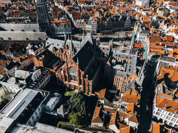 Drone Vista Ciudad Brujas Bélgica —  Fotos de Stock