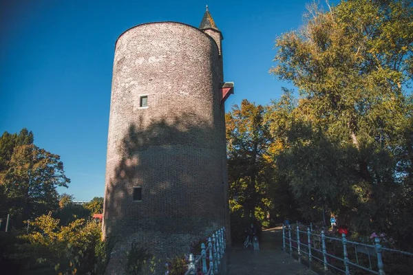 Torre Della Polvere Sparo Nella Città Bruges Belgio — Foto Stock