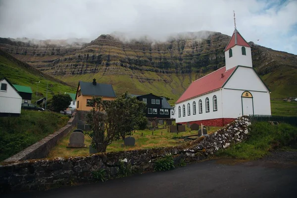Chiesa Kunoy Kunoy Nelle Isole Faroe — Foto Stock