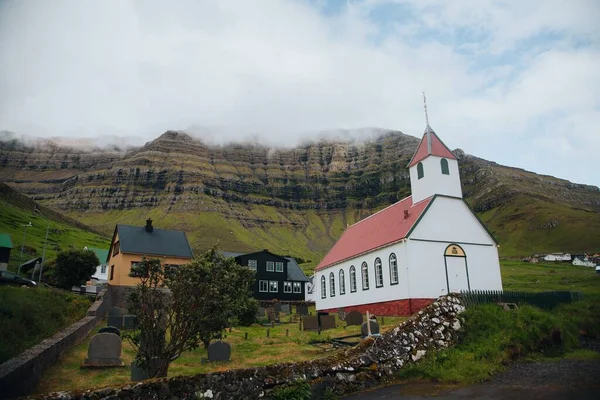 Igreja Kunoy Kunoy Nas Ilhas Faroé — Fotografia de Stock