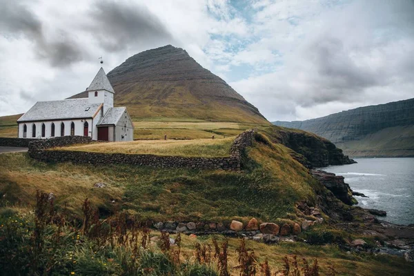 Vidareidi Kirkja Vidoy Ilhas Faroé — Fotografia de Stock