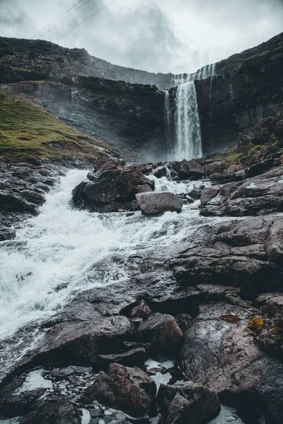 Cachoeira Fossa Como Visto Nas Ilhas Faroé — Fotografia de Stock