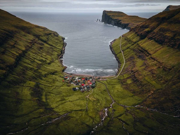 Деревня Йорнувик Фарерских Островах — стоковое фото