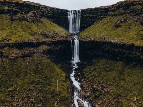 Fossa Vattenfall Sett Färöarna — Stockfoto
