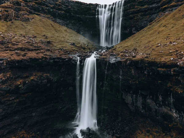 Cachoeira Fossa Como Visto Nas Ilhas Faroé — Fotografia de Stock