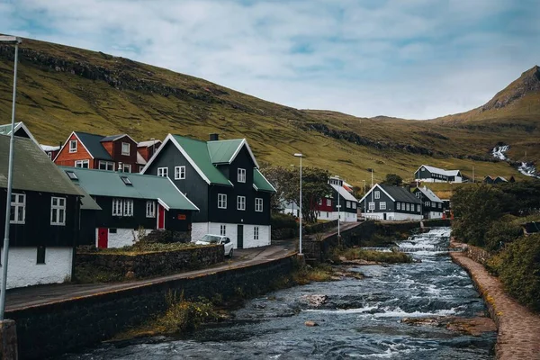 Aldeia Kvivik Nas Ilhas Faroé — Fotografia de Stock