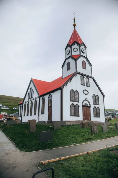 Sandavagur Kirkja Kilise Sandavagur Faroe Adaları — Stok fotoğraf