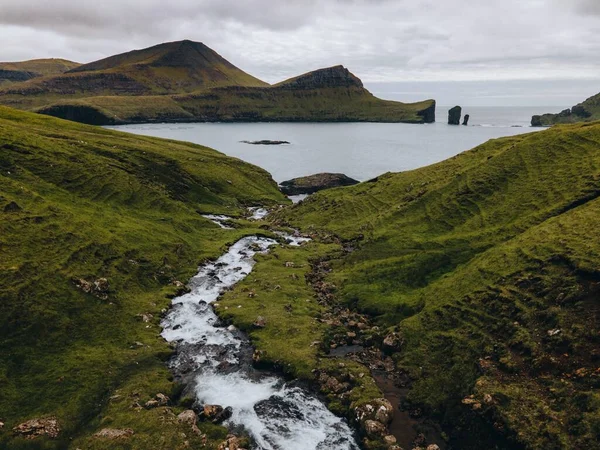 Skardsafossur Waterfall Vagar Faroe Islands — Stock Photo, Image