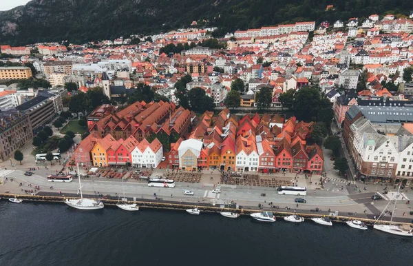 Las Casas Madera Bryggen Bergen Noruega —  Fotos de Stock