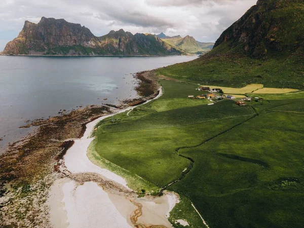 Παραλία Uttakleiv Στα Νησιά Lofoten Στη Νορβηγία — Φωτογραφία Αρχείου