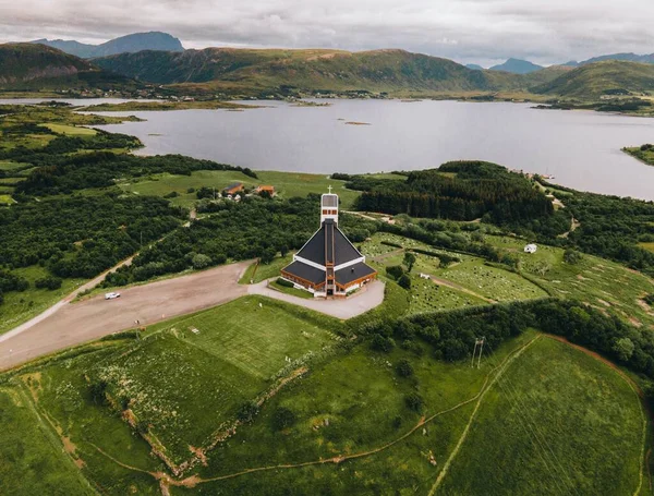 Εκκλησία Borge Στις Νήσους Lofoten Στη Νορβηγία — Φωτογραφία Αρχείου