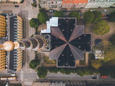 Kopenhag, Danimarka 'daki Kurtarıcımız Kilisesi (Vor Frelsers Kirke) Drone tarafından