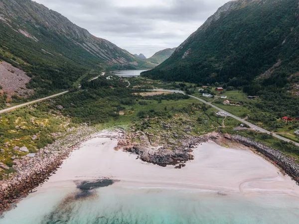 Рорвикстранда Пляж Лофских Островах Норвегии — стоковое фото