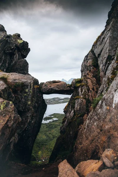 Взгляды Стороны Лофских Островов Норвегии — стоковое фото