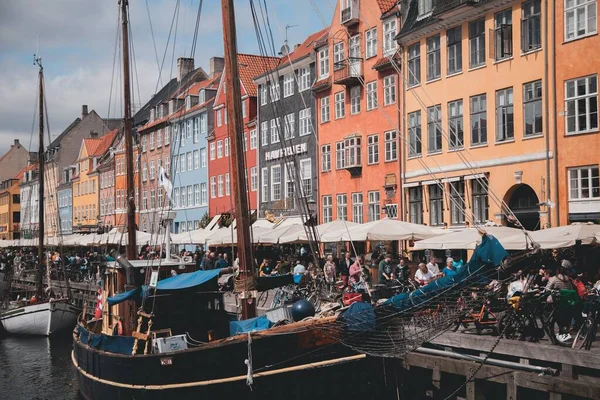 Kopenhag Danimarka Nyhavn Limanı — Stok fotoğraf