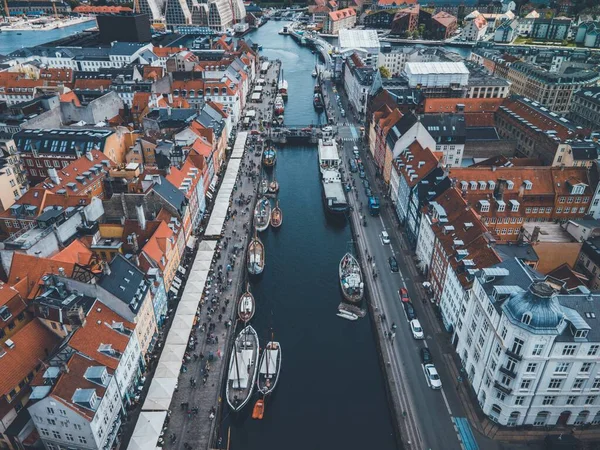 Hafen Nyhavn Kopenhagen Dänemark Drohne — Stockfoto