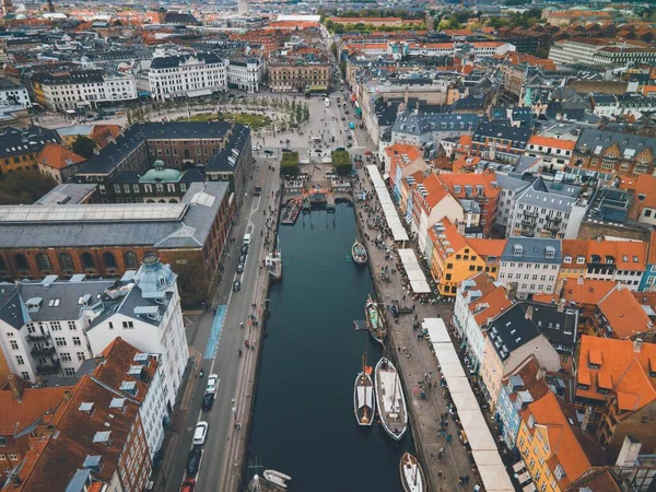 Nyhavn Harbor Copenhague Dinamarca Por Drone —  Fotos de Stock