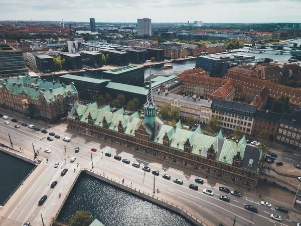 Bolsa Valores Borsen Copenhaga Dinamarca Por Drone — Fotografia de Stock