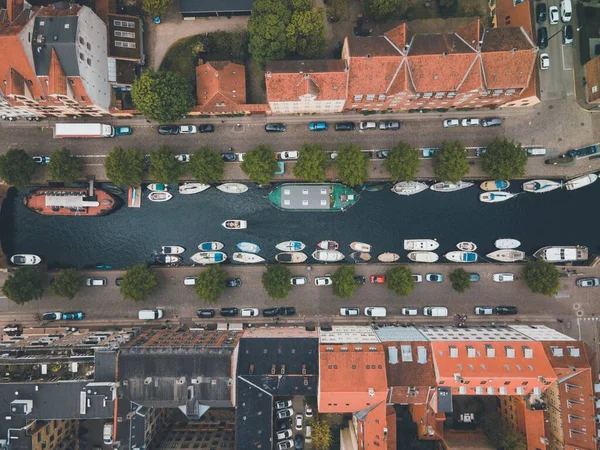 Canal Christianshavn Copenhague Dinamarca Por Drone —  Fotos de Stock