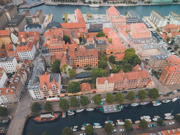 Christianshavn Kanal Kopenhagen Dänemark Drohne — Stockfoto