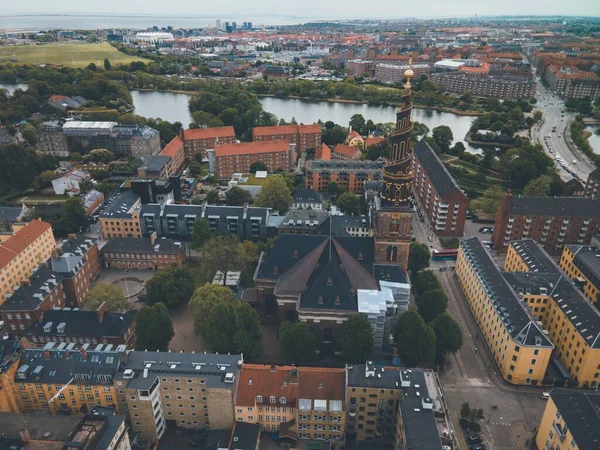 Igreja Nosso Salvador Vor Frelsers Kirke Copenhague Dinamarca Por Drone — Fotografia de Stock