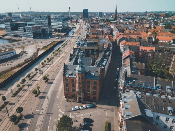 Mejlborg Történelmi Nevezetesség Aarhusban Dániában Drónnal — Stock Fotó