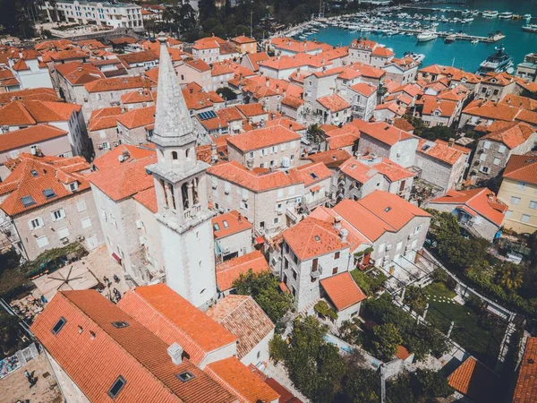 Drone Vista Della Chiesa San Ivan Budva Montenegro — Foto Stock