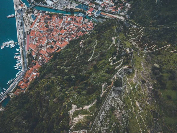 Drone Vista Del Castello San Giovanni Kotor Montenegro — Foto Stock