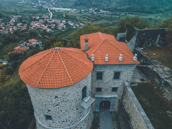 Castelo Branik Rihemberk Por Drone Eslovénia — Fotografia de Stock